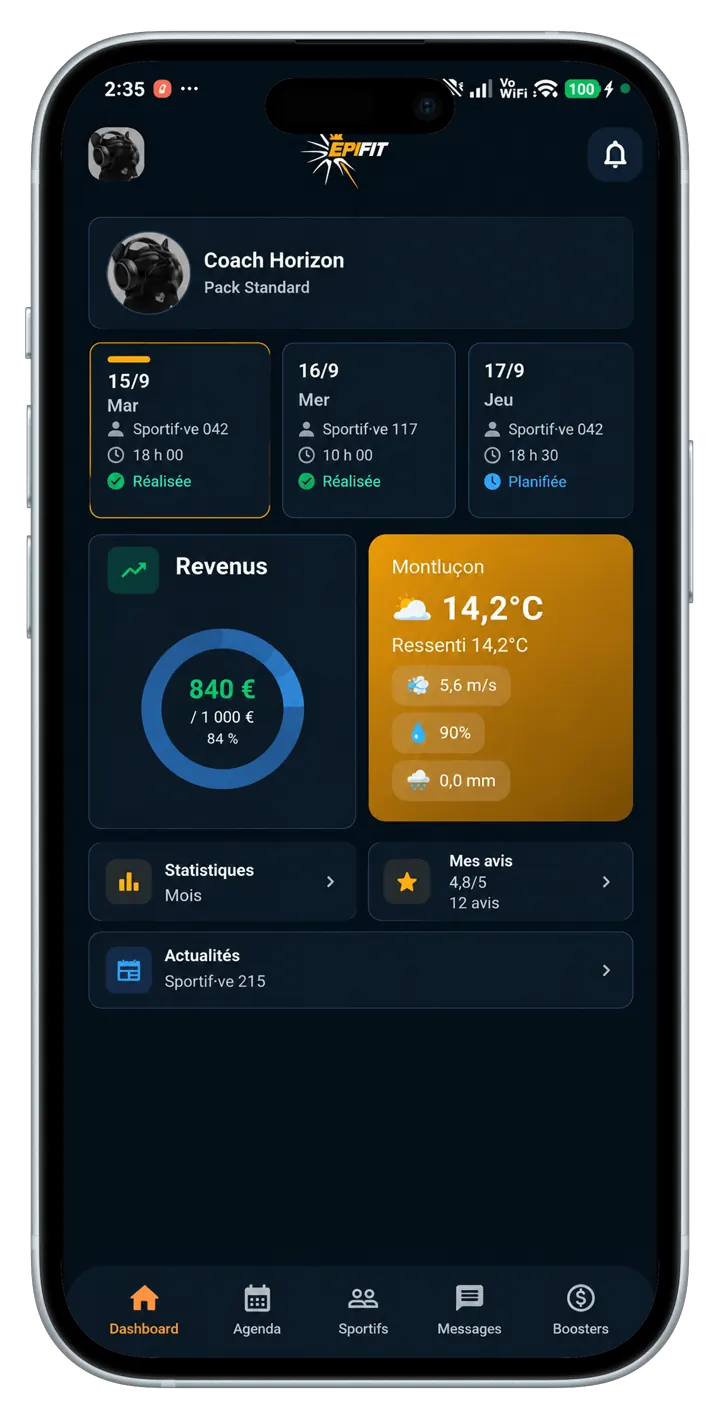 Vue coach EpiFit